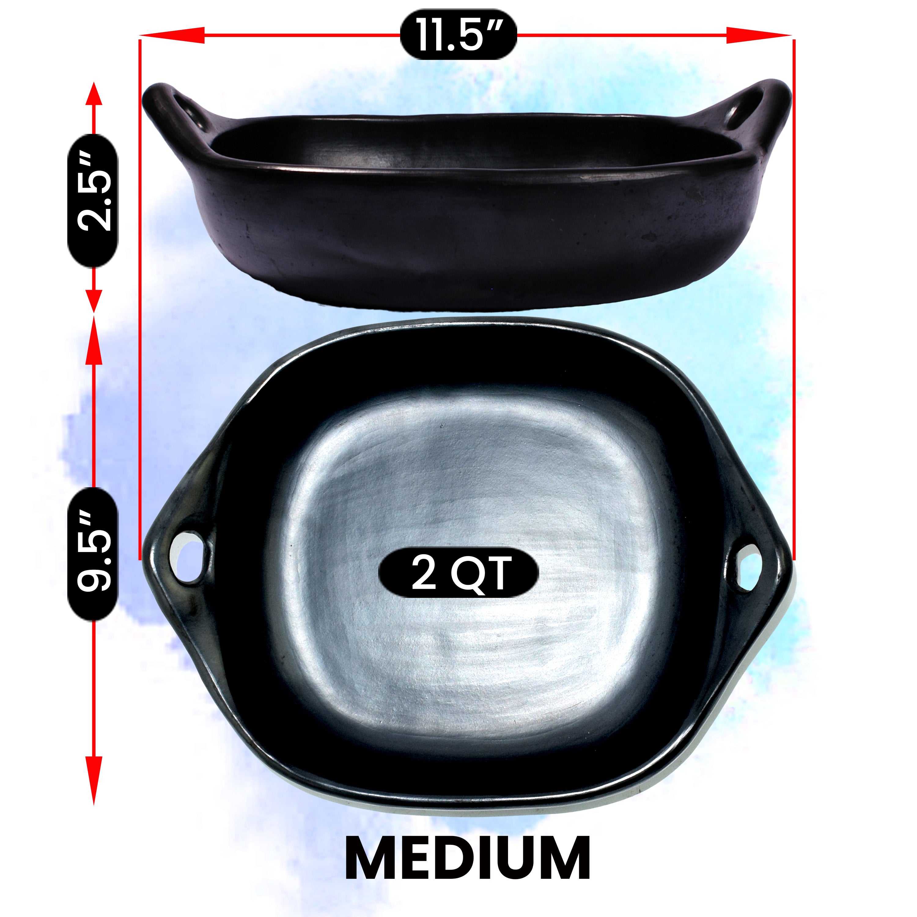Black Clay, La Chamba Square Roasting Pan