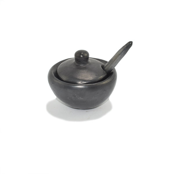 Black Clay, La Chamba Small Covered Salsa Dish