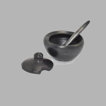 Black Clay, La Chamba Small Covered Salsa Dish