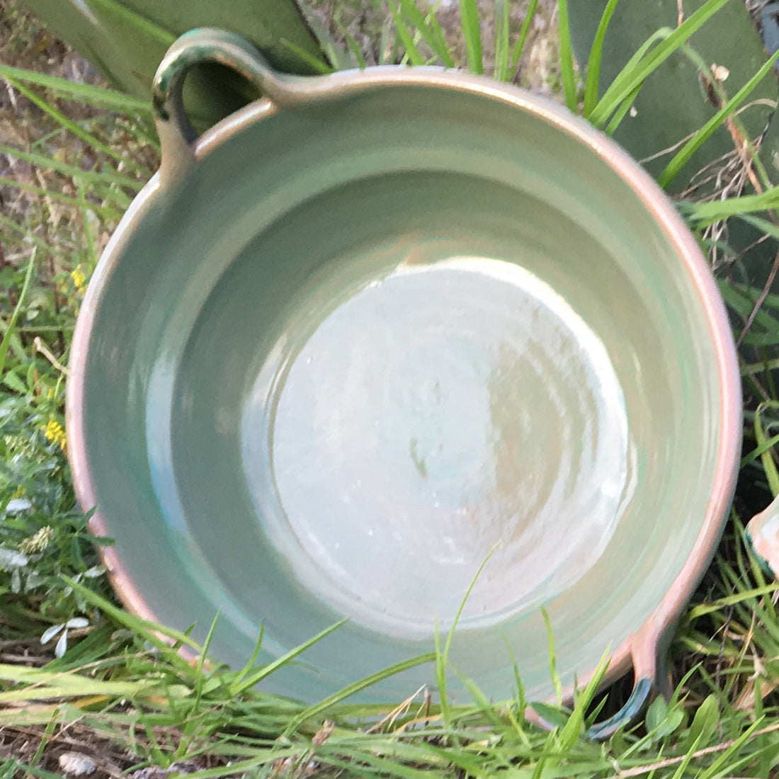 Mexican Unlidded Clay Cazuela  Green