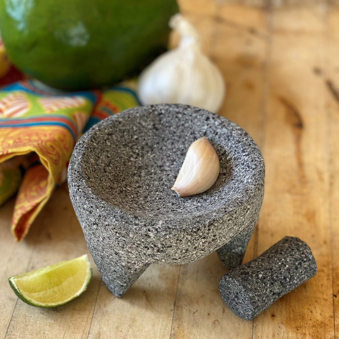 Lava Stone Molcajete Traditional Mexican Mortar & Pestle